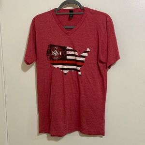 Women’s Fire Dept t-shirt size medium red v-neck soft